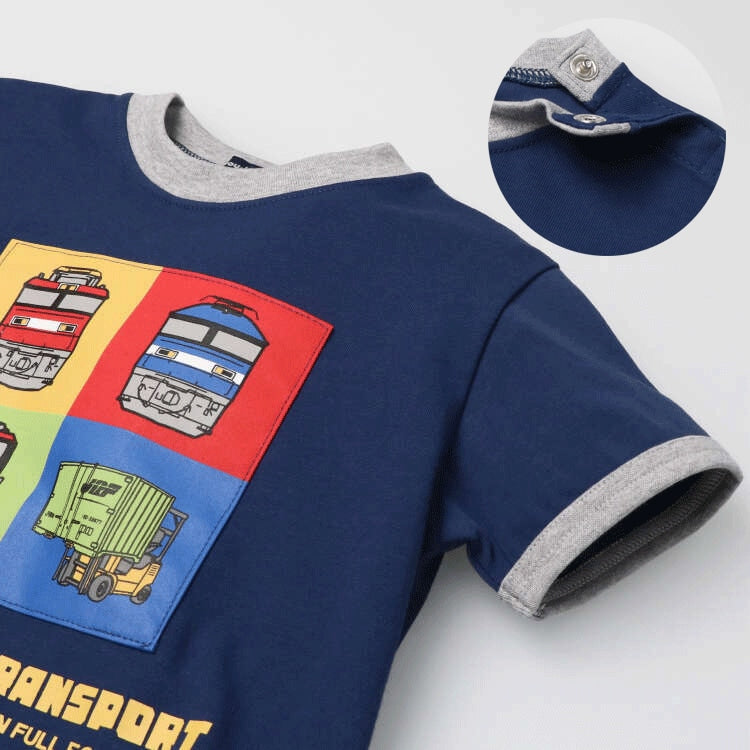 Japanese Moujonjon JR Freight Train Top 90-130cm Boys Summer TOPS Railway Series