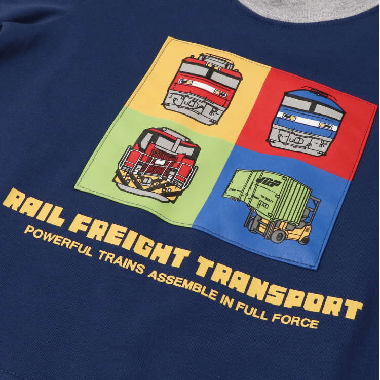 Japanese Moujonjon JR Freight Train Top 90-130cm Boys Summer TOPS Railway Series