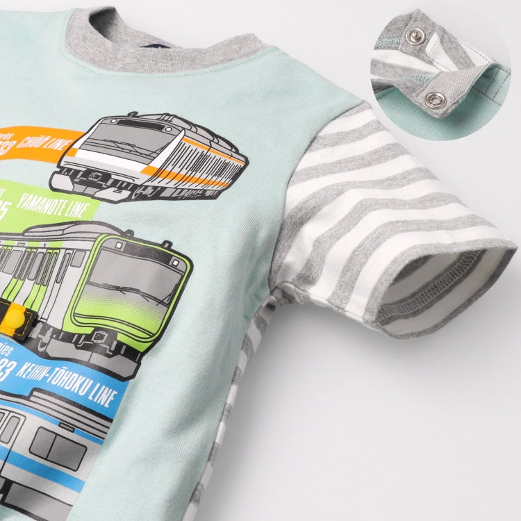 Japanese Moujonjon children's clothing on the line tram cutting top 90-120cm boys' summer TOPS railway series