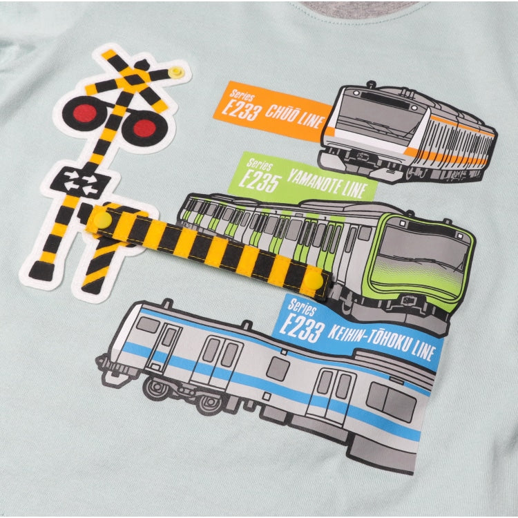 Japanese Moujonjon children's clothing on the line tram cutting top 90-120cm boys' summer TOPS railway series