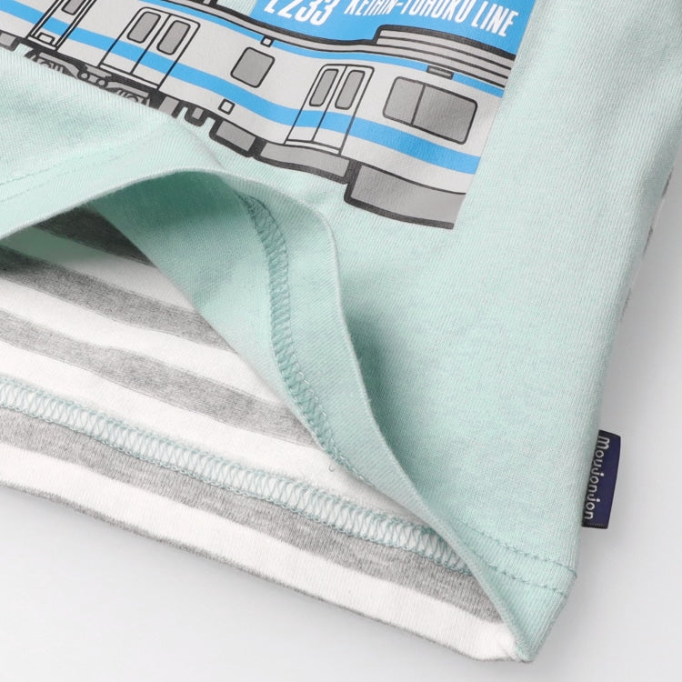 Japanese Moujonjon children's clothing on the line tram cutting top 90-120cm boys' summer TOPS railway series