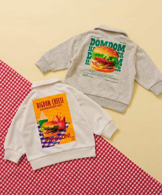 日本童裝 apres les cours x DomDom漢堡 半拉鍊衛衣 80-130cm 男童款/女童款 冬季 TOPS