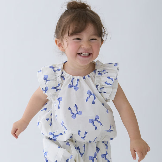 日本童裝 pe#main 蝴蝶結圖案兩件套裝 80-130cm 女童款 夏季 TOPS PANTS