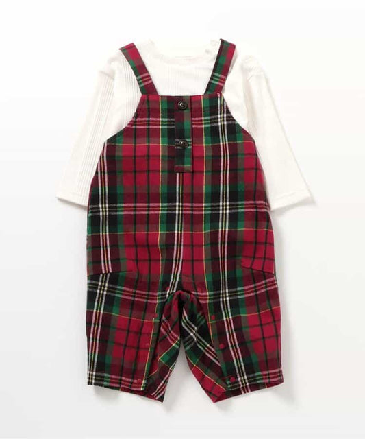 日本童裝 BREEZE 上衣及格仔連衣 80cm 男童款 初生嬰兒 冬季 Jumpsuit Christmas 聖誕快樂特輯 聖誕服裝/飾物配件 聖誕紅/新年紅