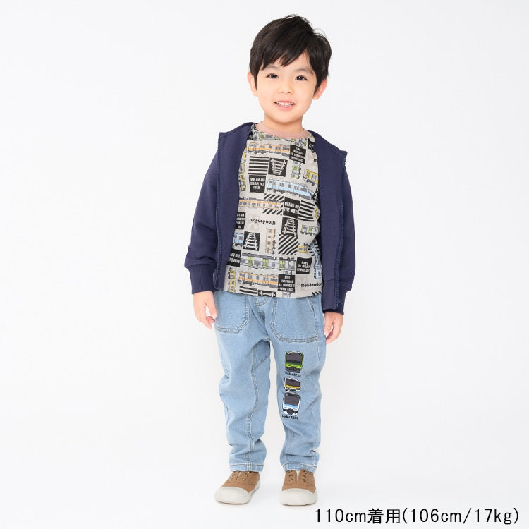 Japanese Moujonjon Children's Clothing: Train Line Denim Pants 90-140cm Boys Summer PANTS Railway Series