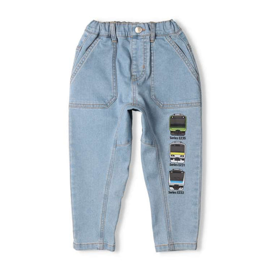 Japanese Moujonjon Children's Clothing: Train Line Denim Pants 90-140cm Boys Summer PANTS Railway Series