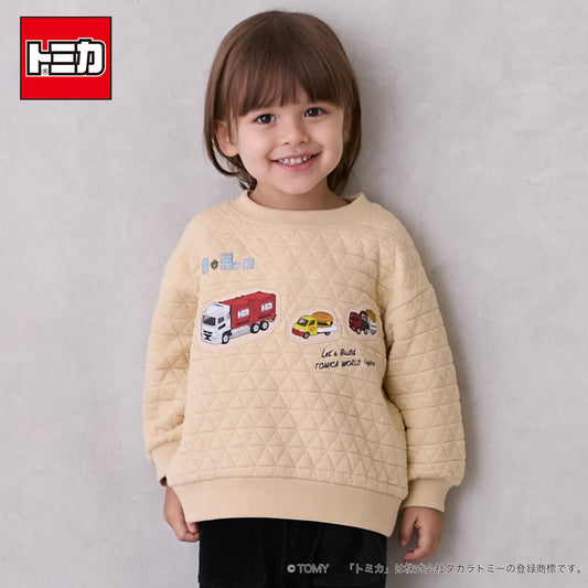 日本童裝 pe#main x TOMICA 絎縫衛衣 80-130cm 男童款 秋季 TOPS