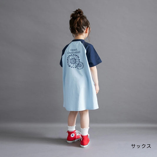 日本童裝 Branshes 插肩短袖連身裙 100-150cm 女童款 夏季 DRESSES