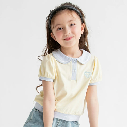 日本童裝 Branshes 接觸冷感 愛心刺繡Polo衫 80-150cm 女童款 夏季 TOPS