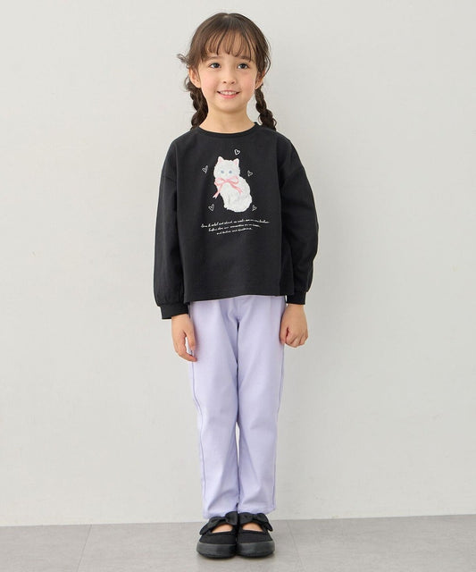 日本童裝 aF#a325 彈力貓咪口袋長褲 100-150cm 女童款 夏季 PANTS