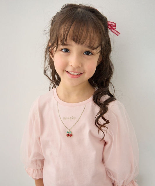 日本童裝 aF#a325 薄紗七分袖上衣 100-150cm 女童款 夏季 TOPS