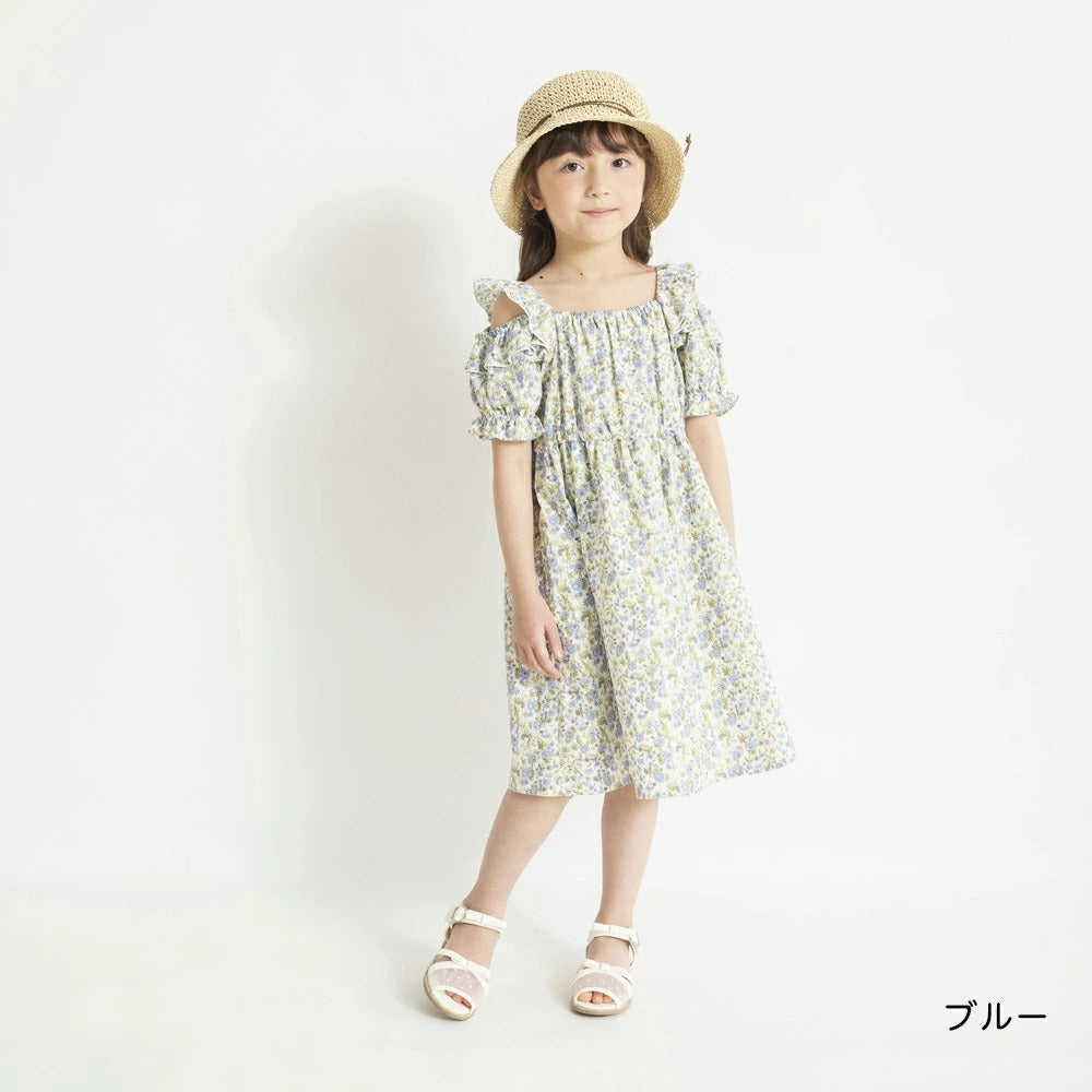 日本童裝 Branshes 碎花露肩連身裙 80-150cm 女童款 夏季 DRESSES