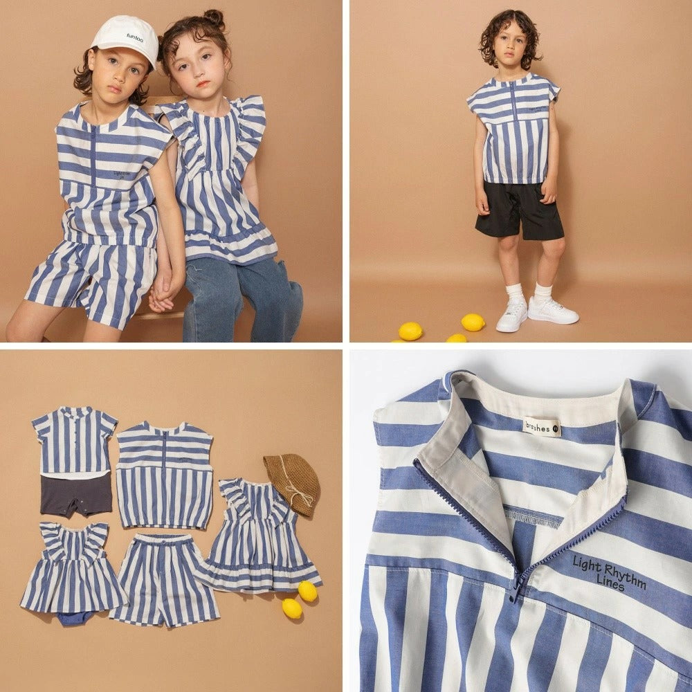 日本童裝 Branshes 染色條紋無袖背心 90-150cm 男童款 夏季 TOPS