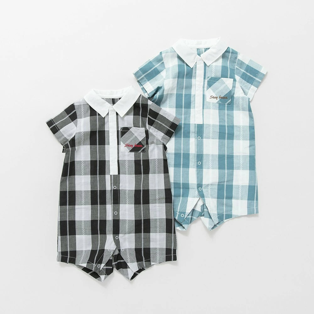 日本童裝 Branshes 格紋連衣 70-80cm 男童款 初生嬰兒 夏季 Jumpsuit
