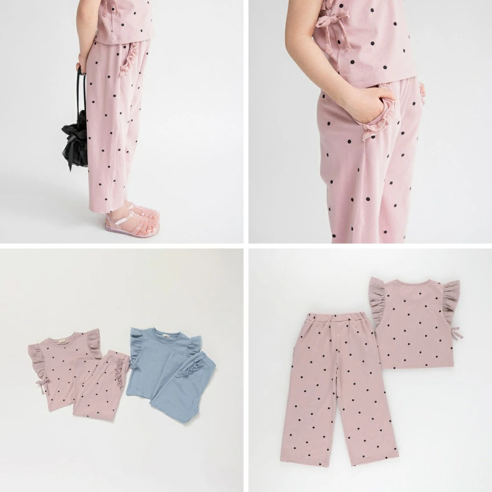 日本童裝 Branshes 荷葉邊袖上衣長褲套裝 80-150cm 女童款 夏季 PANTS
