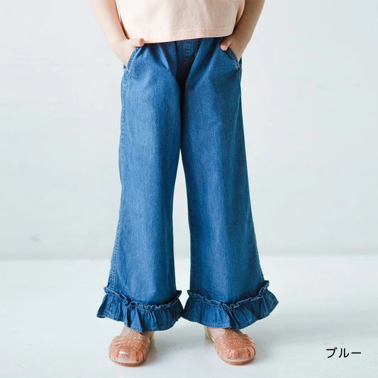日本童裝 Branshes 接觸冷感 花邊牛仔褲 80-150cm 女童款 夏季 PANTS