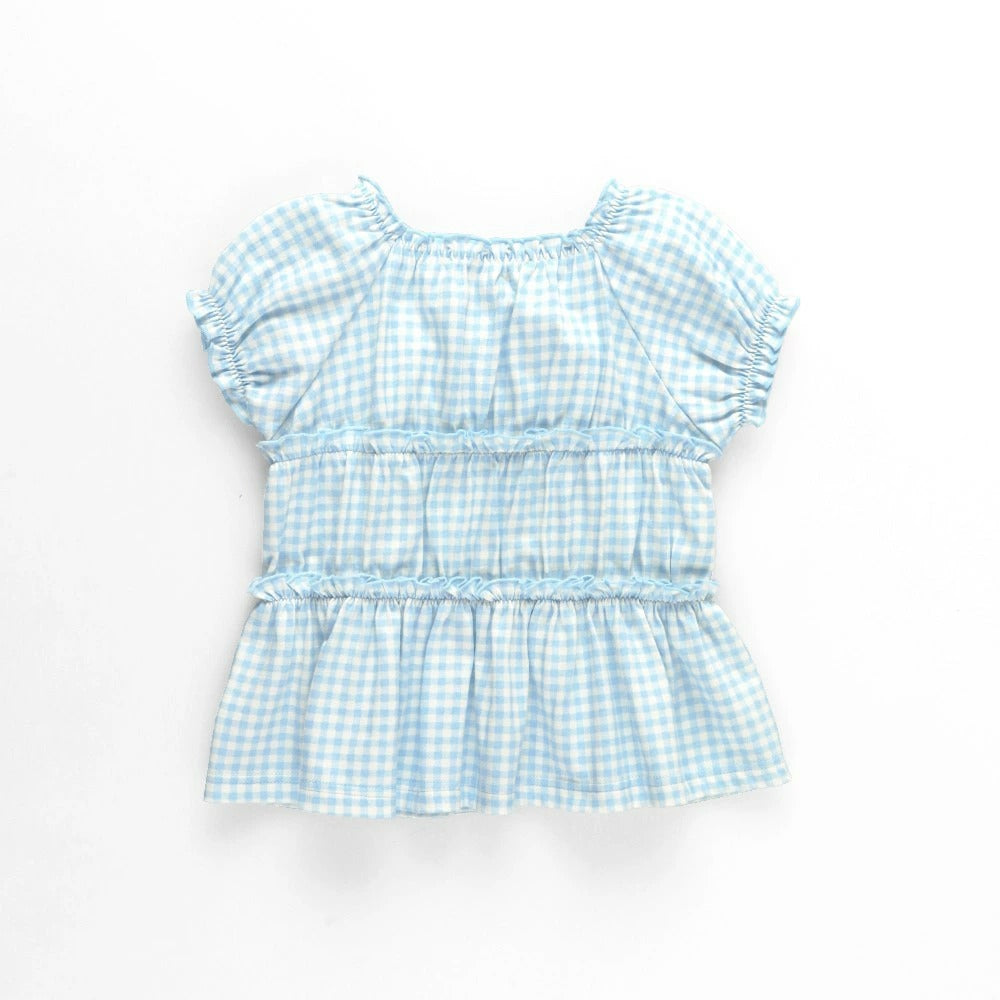 日本童裝 Branshes 蝴蝶結格紋襯衫 80-150cm 女童款 夏季 TOPS