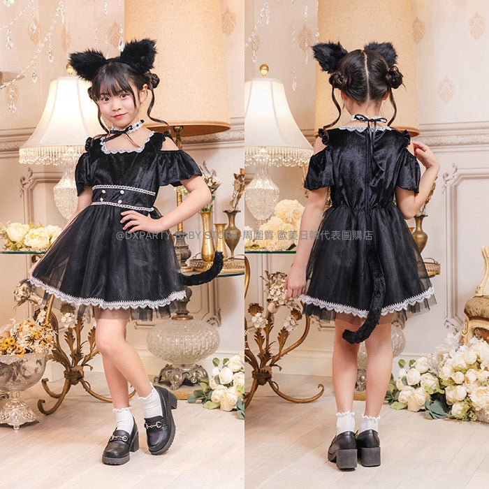 日本直送 黑貓 120-140cm 女童款 萬聖節 Cosplay服裝 Halloween攪鬼特輯 AAA