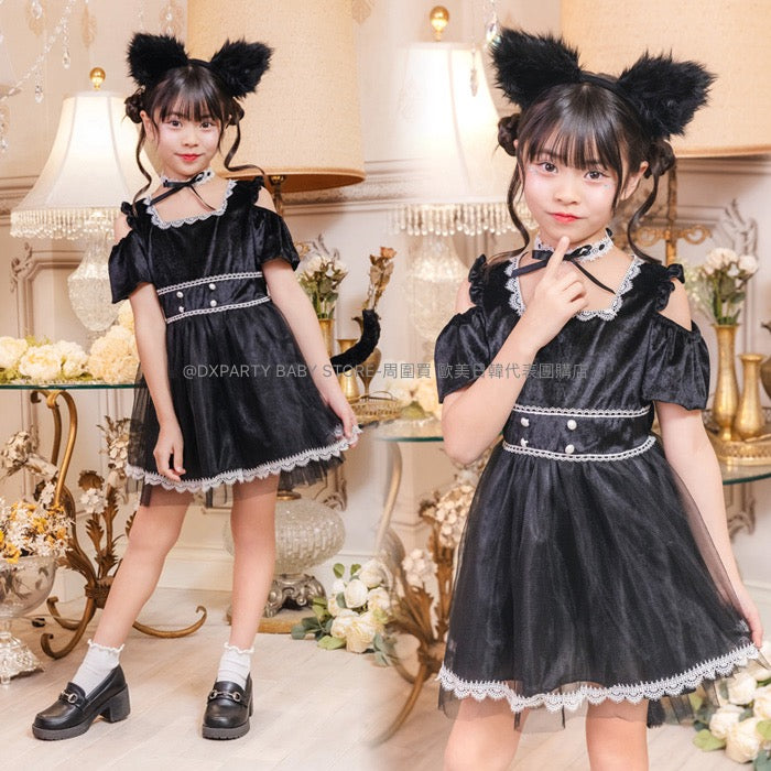 日本直送 黑貓 120-140cm 女童款 萬聖節 Cosplay服裝 Halloween攪鬼特輯 AAA