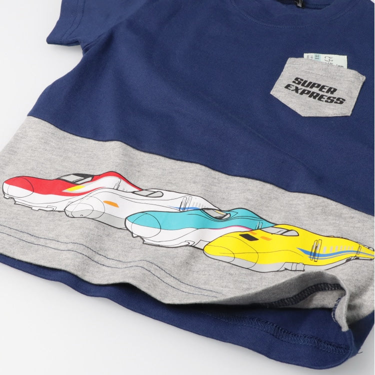 Moujonjon Hungry Heart JR Shinkansen Top (90-130cm) for Boys (Summer TOPS) (Railway Series)