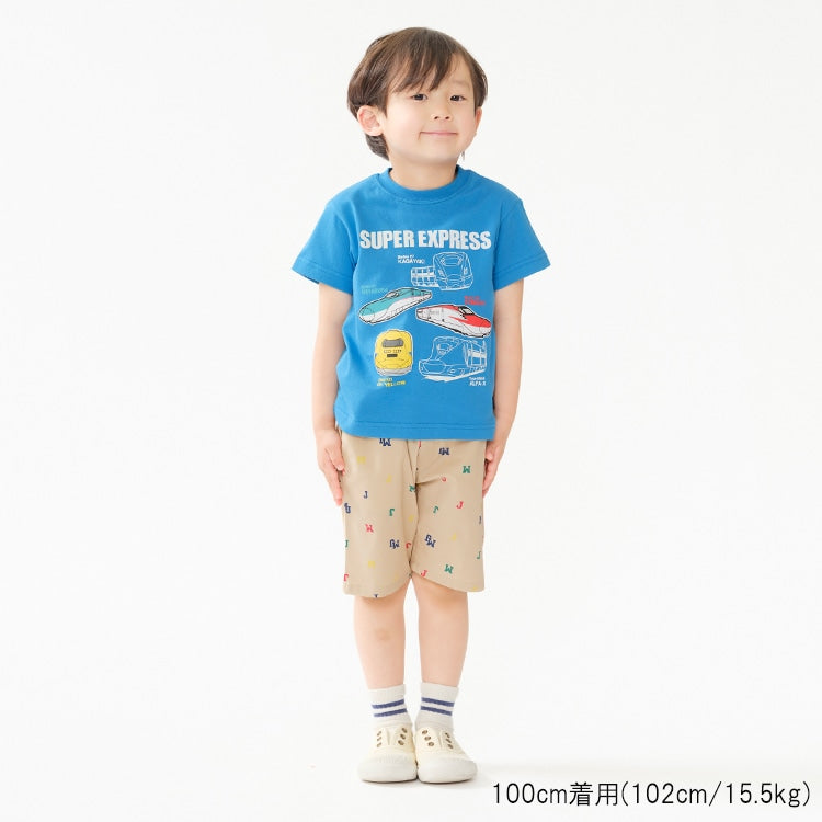 Moujonjon Hungry Heart JR Shinkansen Luminous Print Top (90-130cm/ML) for Boys and Adults (Summer TOPS Railway Series)