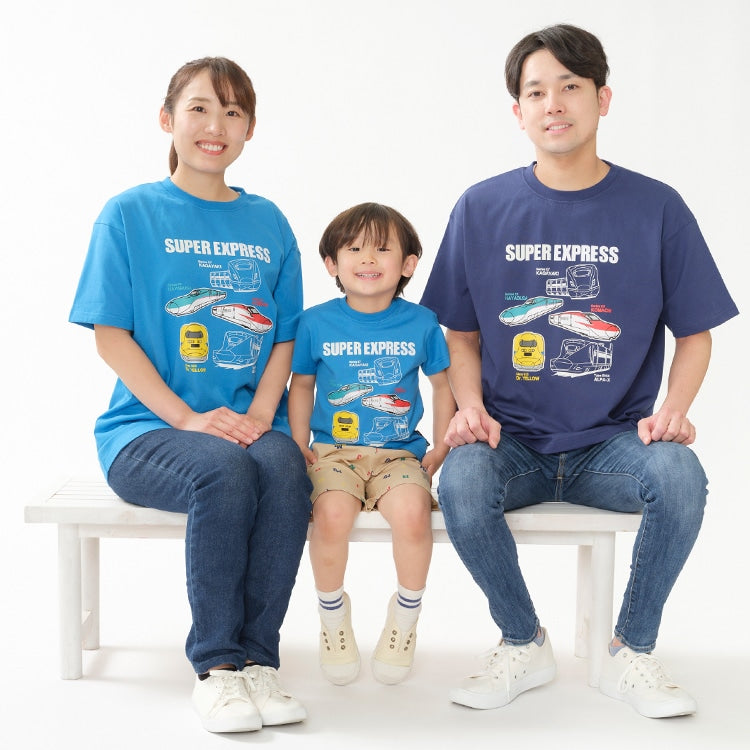 Moujonjon Hungry Heart JR Shinkansen Luminous Print Top (90-130cm/ML) for Boys and Adults (Summer TOPS Railway Series)