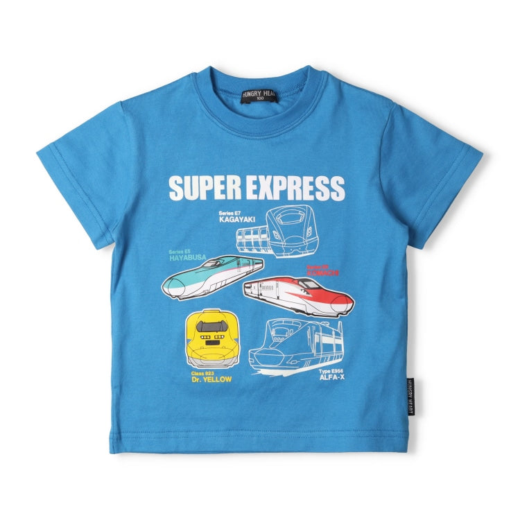 Moujonjon Hungry Heart JR Shinkansen Luminous Print Top (90-130cm/ML) for Boys and Adults (Summer TOPS Railway Series)