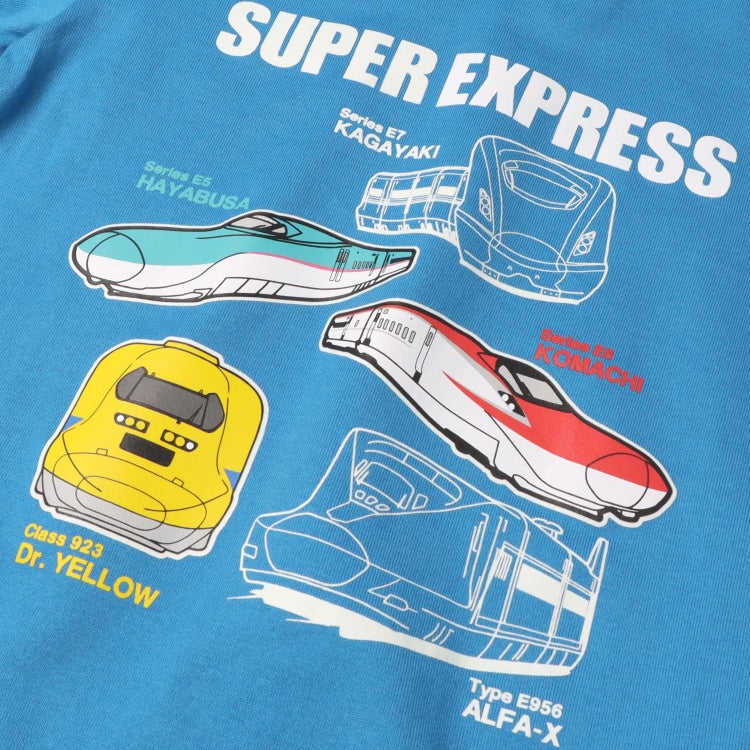 Moujonjon Hungry Heart JR Shinkansen Luminous Print Top (90-130cm/ML) for Boys and Adults (Summer TOPS Railway Series)