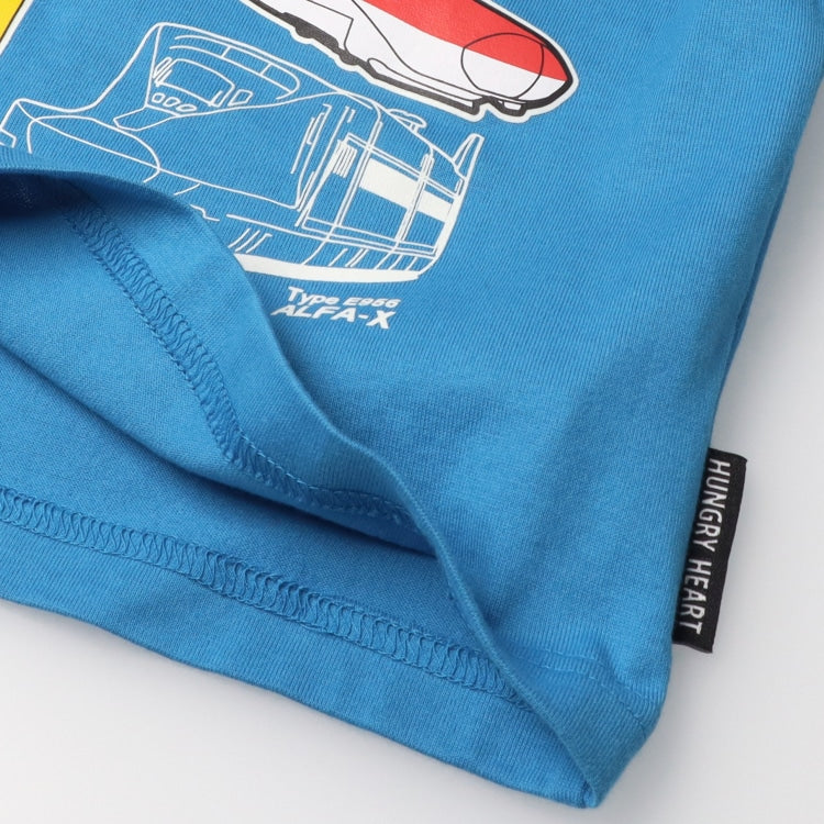 Moujonjon Hungry Heart JR Shinkansen Luminous Print Top (90-130cm/ML) for Boys and Adults (Summer TOPS Railway Series)