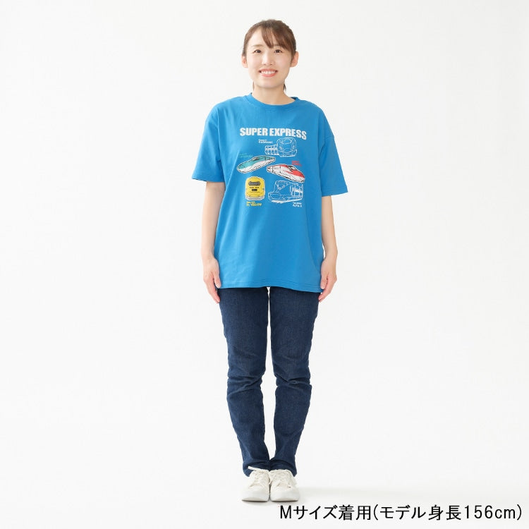 Moujonjon Hungry Heart JR Shinkansen Luminous Print Top (90-130cm/ML) for Boys and Adults (Summer TOPS Railway Series)
