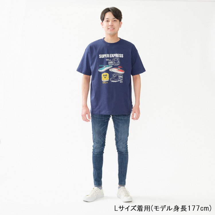 Moujonjon Hungry Heart JR Shinkansen Luminous Print Top (90-130cm/ML) for Boys and Adults (Summer TOPS Railway Series)