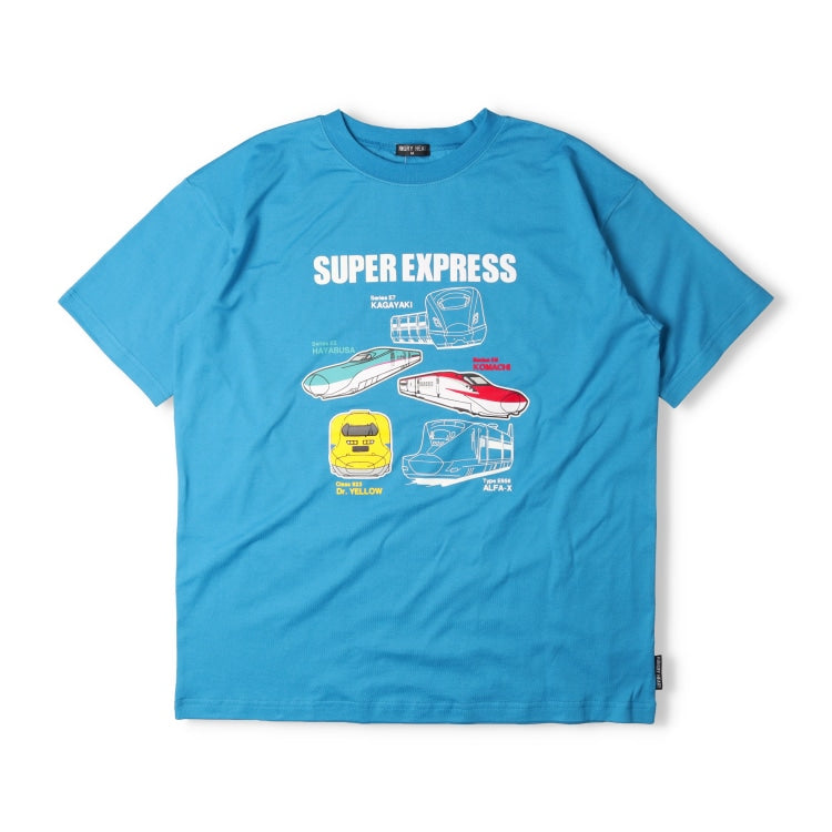 Moujonjon Hungry Heart JR Shinkansen Luminous Print Top (90-130cm/ML) for Boys and Adults (Summer TOPS Railway Series)