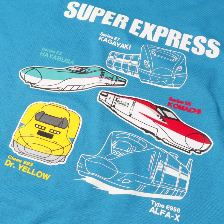 Moujonjon Hungry Heart JR Shinkansen Luminous Print Top (90-130cm/ML) for Boys and Adults (Summer TOPS Railway Series)