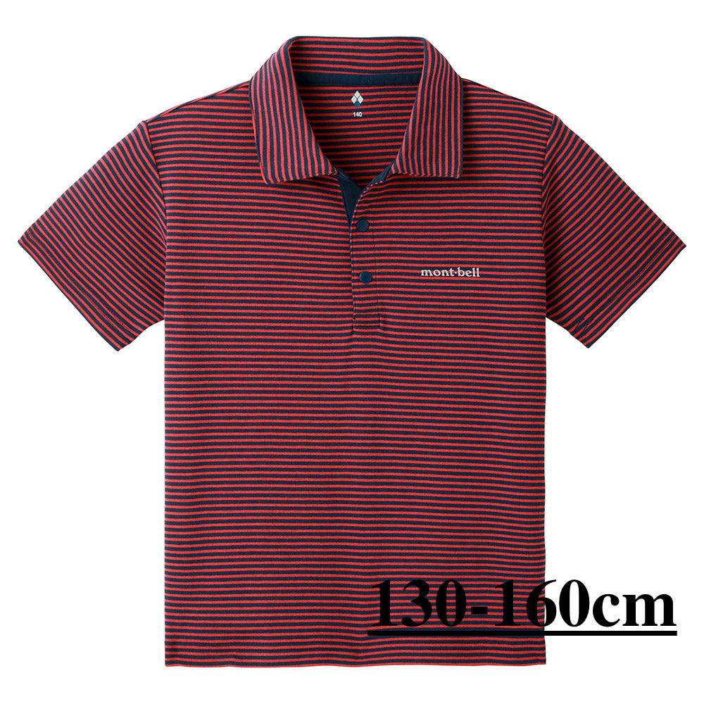 Mont-Bell (Japan) UV-resistant, quick-drying, and odor-suppressing striped polo shirts (100-160cm) for boys and girls (Summer TOPS)