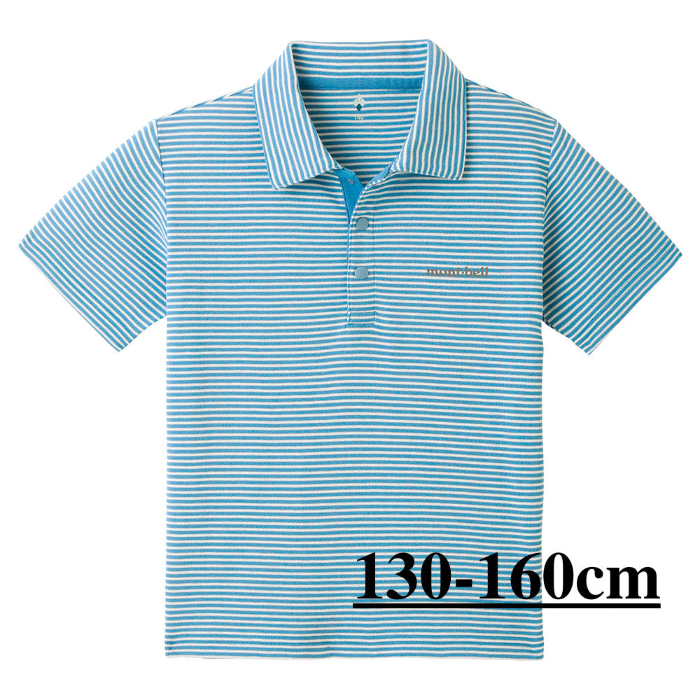 Mont-Bell (Japan) UV-resistant, quick-drying, and odor-suppressing striped polo shirts (100-160cm) for boys and girls (Summer TOPS)