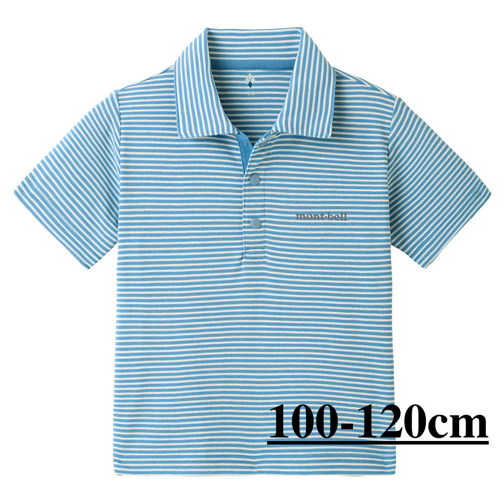 Mont-Bell (Japan) UV-resistant, quick-drying, and odor-suppressing striped polo shirts (100-160cm) for boys and girls (Summer TOPS)