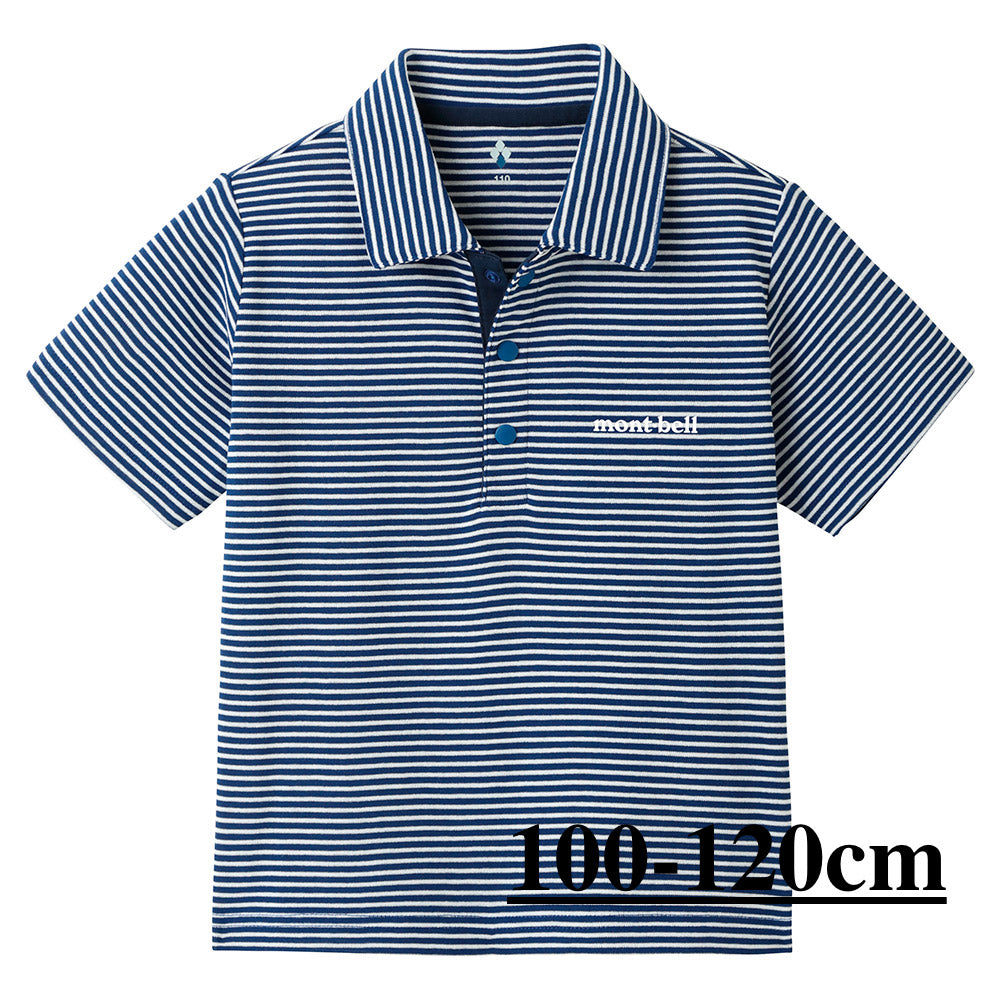 Mont-Bell (Japan) UV-resistant, quick-drying, and odor-suppressing striped polo shirts (100-160cm) for boys and girls (Summer TOPS)