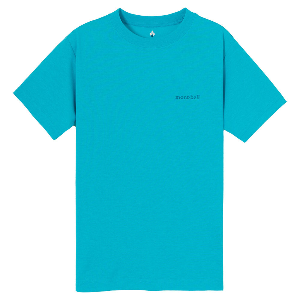 Japanese children's clothing mont-bell UV protection / quick-drying / odor-suppressing fine logo short-sleeved T-shirt 130-160cm boys'/girls' summer TOPS