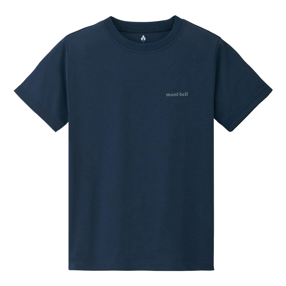 Japanese children's clothing mont-bell UV protection / quick-drying / odor-suppressing fine logo short-sleeved T-shirt 130-160cm boys'/girls' summer TOPS