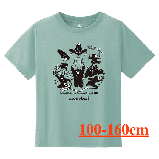 Japanese children's clothing mont-bell water-absorbing quick-drying forest gymnastics top 100-160cm/XS-XL adult/boys/girls summer TOPS