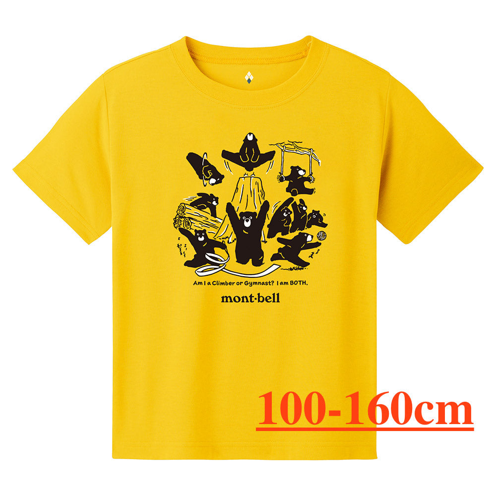 Japanese children's clothing mont-bell water-absorbing quick-drying forest gymnastics top 100-160cm/XS-XL adult/boys/girls summer TOPS