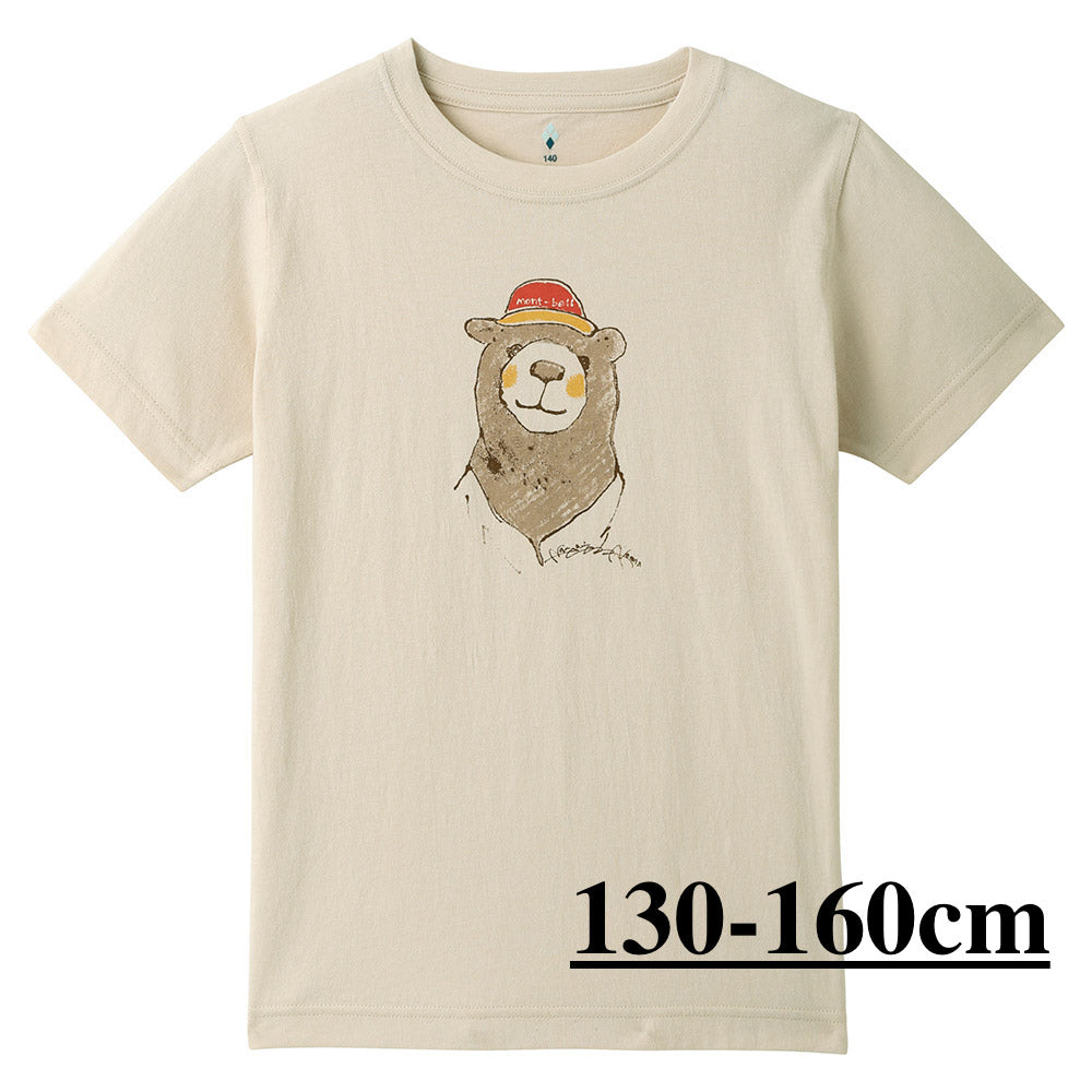 Japanese children's clothing mont-bell organic cotton / UV protection / breathable / moisture wicking bear short-sleeved T-shirt 100-160cm boys / girls summer TOPS