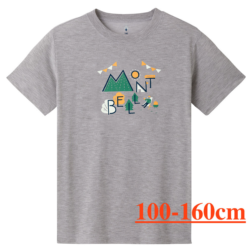 Mont-Bell (Japan) UV-resistant, quick-drying, and odor-suppressing mountain logo tops (100-160cm/XS-XL) for adults (women), boys, and girls (summer)
