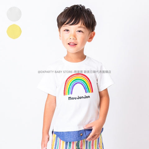 日本童裝 Moujonjon 假兩件彩虹上衣 80-140cm 男童款 夏季 TOPS