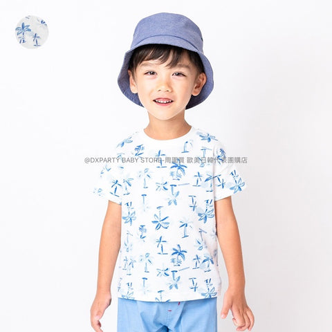 日本童裝 Moujonjon 日本製 椰林圖案上衣 80-140cm 男童款 夏季 TOPS