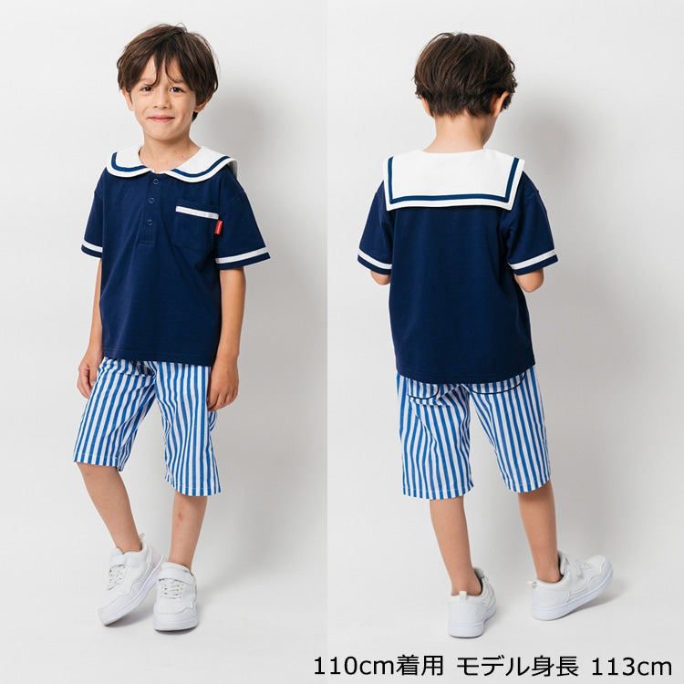 Japanese Moujonjon Sailor-Style Tops (80-120cm) for Boys (Summer)