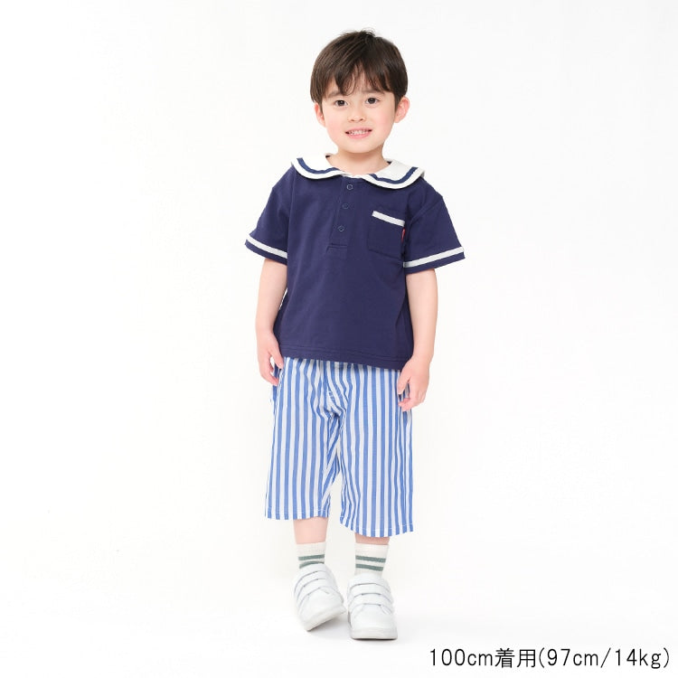 Japanese Moujonjon Sailor-Style Tops (80-120cm) for Boys (Summer)