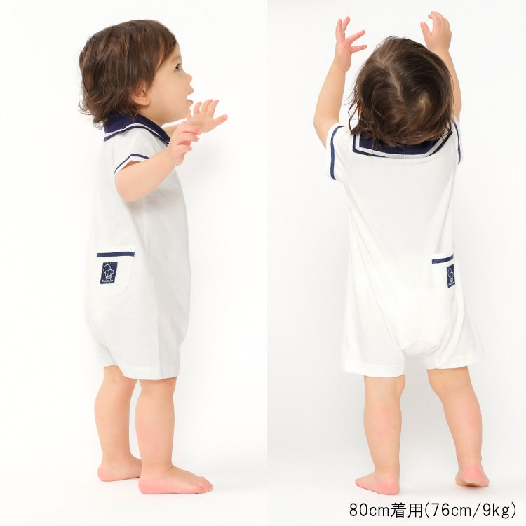Moujonjon Japanese Children's Clothing Sailor-Style Jumpsuit (70-80cm) for Boys and Girls (Summer Jumpsuit for Newborns)