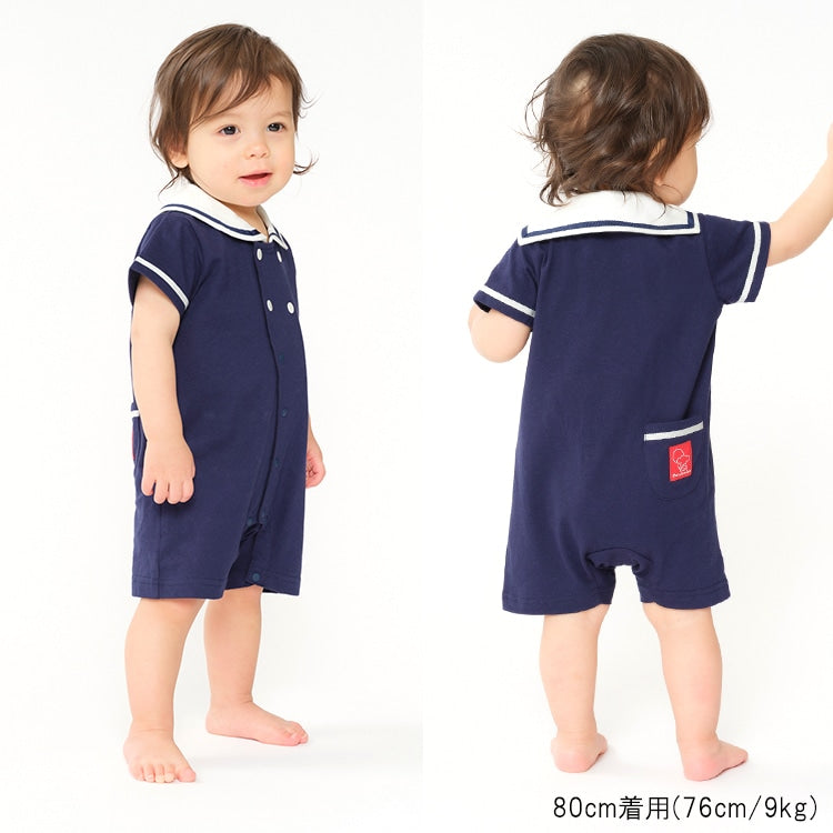 Moujonjon Japanese Children's Clothing Sailor-Style Jumpsuit (70-80cm) for Boys and Girls (Summer Jumpsuit for Newborns)