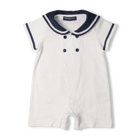Moujonjon Japanese Children's Clothing Sailor-Style Jumpsuit (70-80cm) for Boys and Girls (Summer Jumpsuit for Newborns)